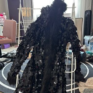 Dollskill Sequin duster with Fur Trim